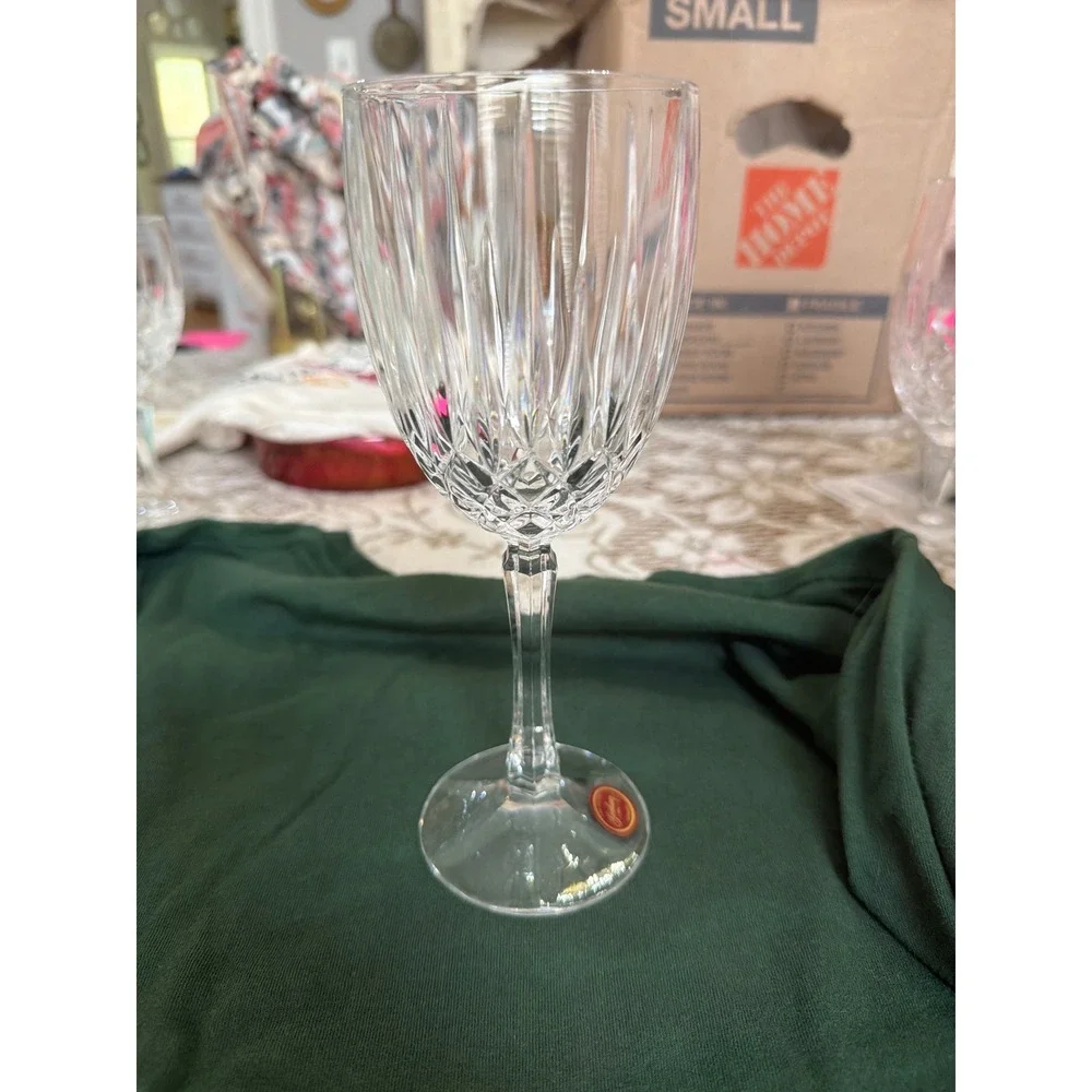Gorham Regatta Fine Crystal Wine Glass Germany Vertical Diamond Cut Stemware